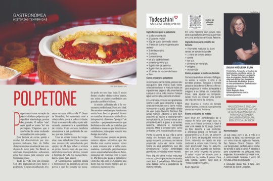 Página dupla da coluna Histórias Temperadas na revista Bem-Estar, com a receita de polpetone