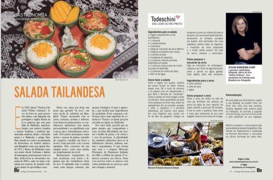 Página dupla da coluna Histórias Temperadas na revista Bem-Estar, com a receita de salada tailandesa