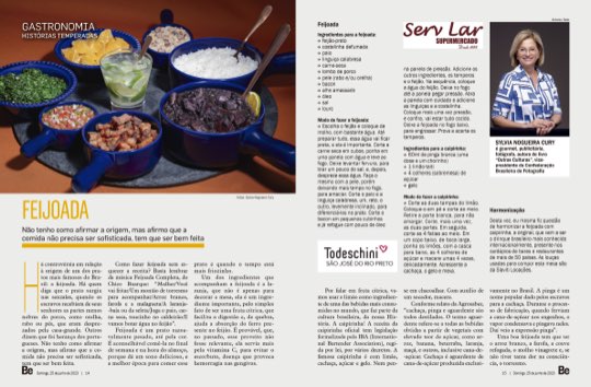Página dupla da coluna Histórias Temperadas na revista Bem-Estar, com a receita de feijoada