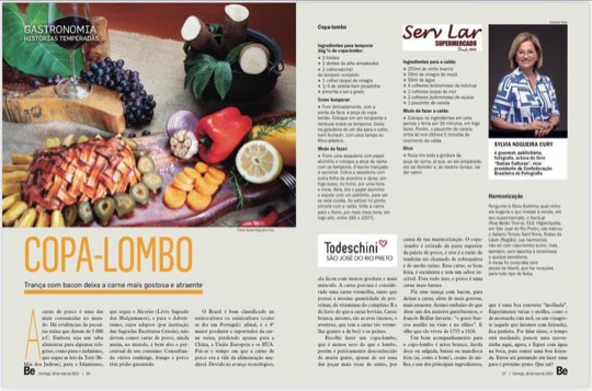 Página dupla da coluna Histórias Temperadas na revista Bem-Estar, com a receita de copa-lombo